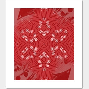 Red stripes on grunge pink mandala Posters and Art